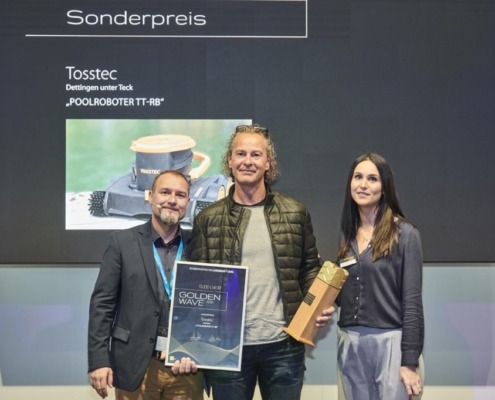 Preisverleihung Golden Wave Award 2019 TOSSTEC Siegerfoto Aquanale Köln